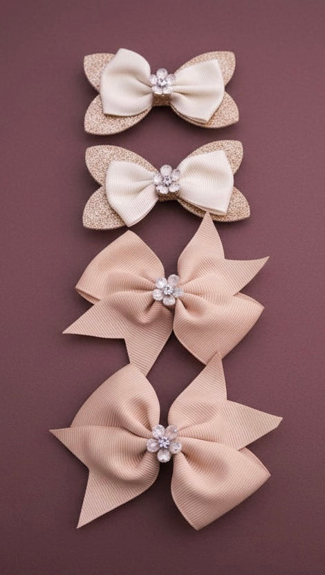 TAN & YELLOW BOW set of 7