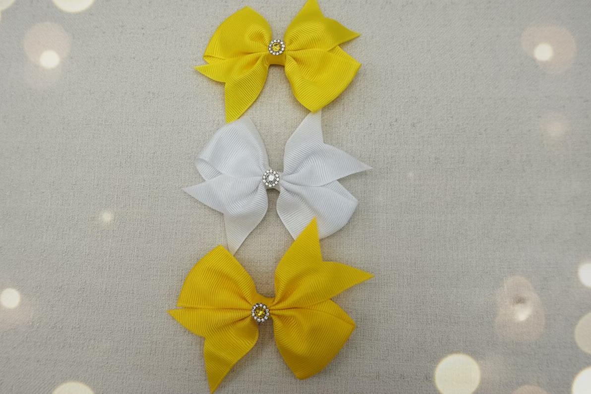 TAN & YELLOW BOW set of 7